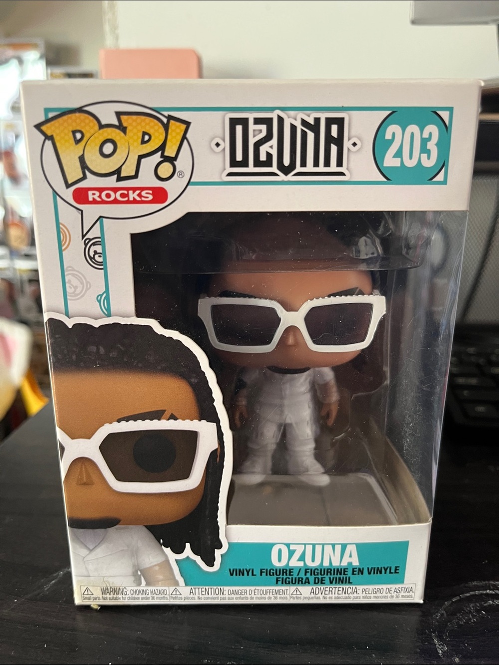 Pop Ozuna Vinyl Figure in White with Teal Accents